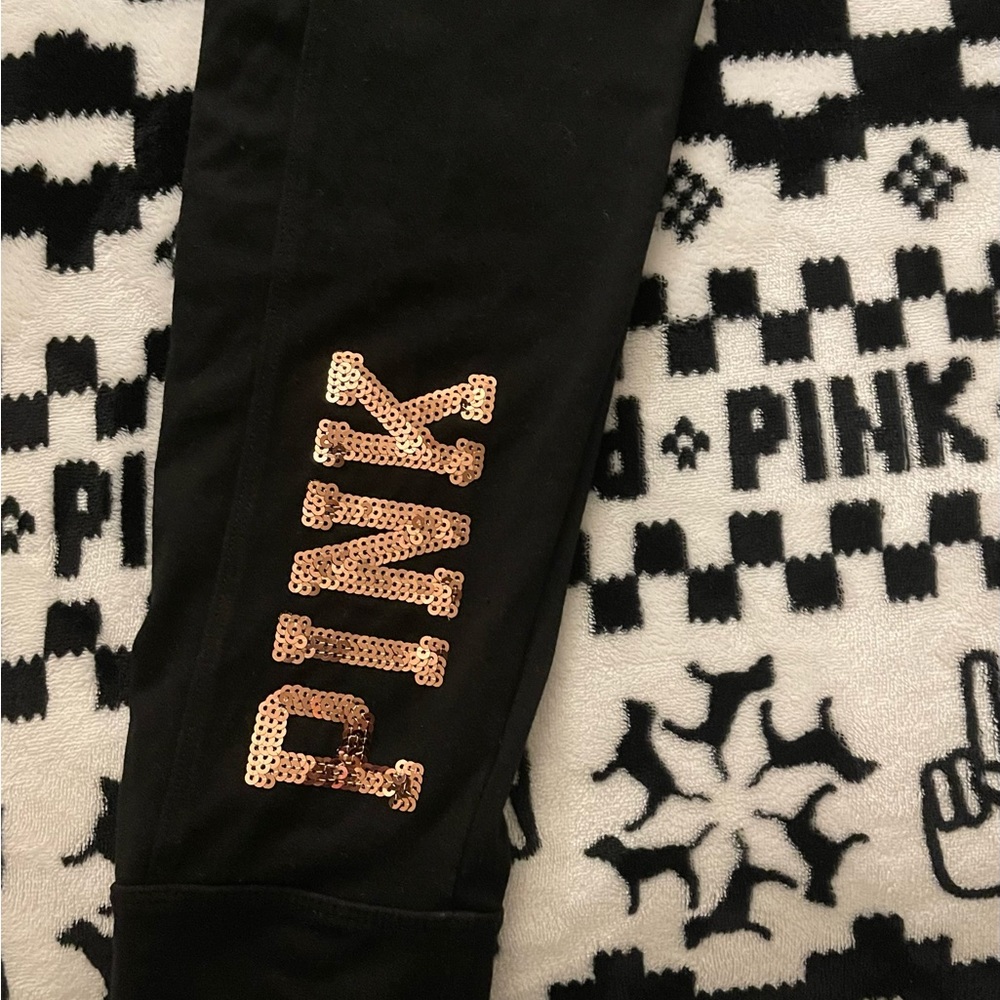 Pink By Vs Leggings W Gold Sequence Detailing!! - image 8